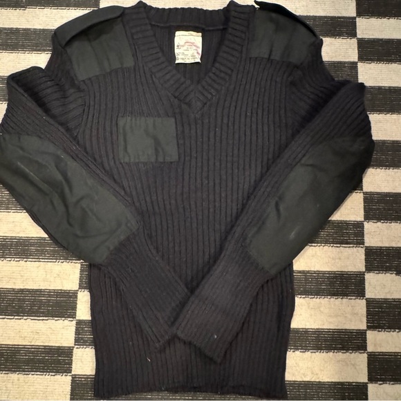 Vintage 80s Brigade Military Mens Pully Wool Sweater 100%pure new wool - Picture 1 of 4